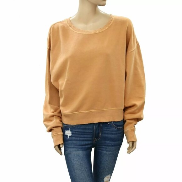 Free People Cool Rider Pullover Top Sweatshirt Ribbed Slouchy Oversize XS 222813 - Picture 8 of 8